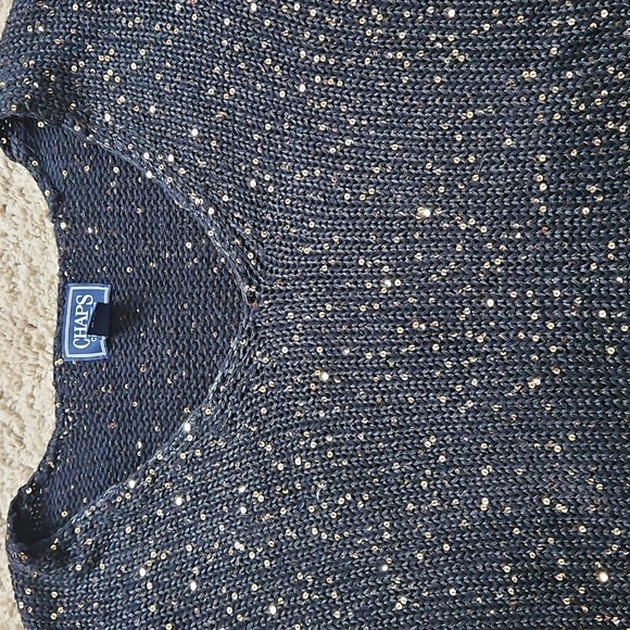 Chaps Classics Black Sweater With Sequins L, Size XL, 60% Cotton - Picture 2 of 6